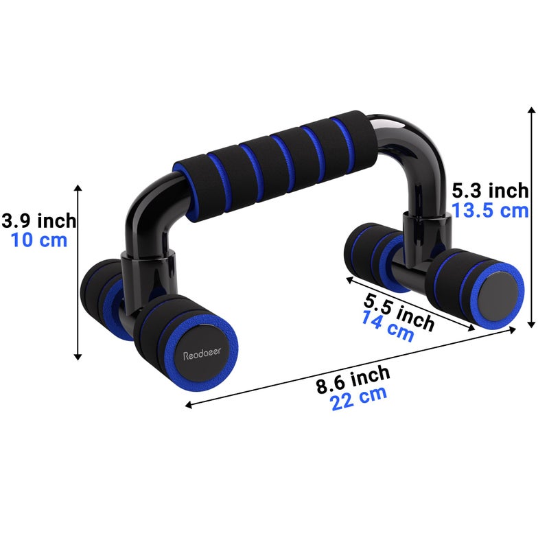 Readaeer Push Up Bars Gym Exercise Equipment Fitness 1 Pair Pushup Handles with Cushioned Foam Grip and Non-Slip Sturdy Structure Push Up Bar for Men & Women (Blue) - Image 5